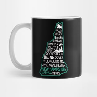 New Hampshire Nashua cute map Conway Hanover Rochester Dover Manchester The Granite State Mug